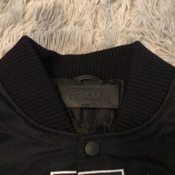 New Authentic OFF-WHITE Baseball Lea Over Puffer Varsity Jacket - Picture 7 of 11
